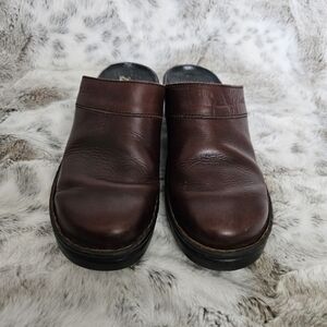 JOSEF SEIBEL Leather Clog Mules Womens Sz 7.5‎ EU 38 Brown Slip on Comfort